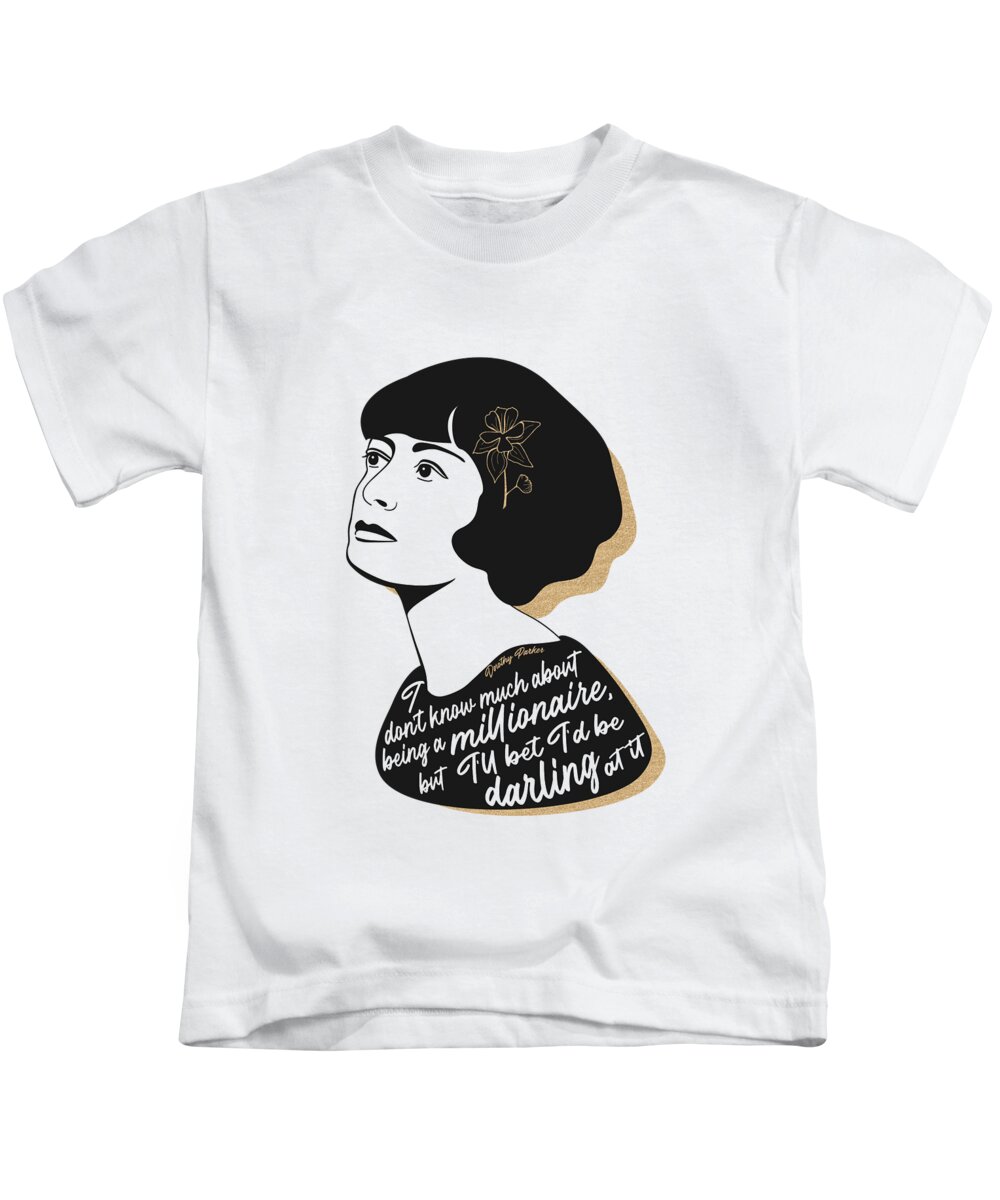 Dorothy Parker Kids T-Shirt featuring the digital art Dorothy Parker Graphic Quote II by Ink Well