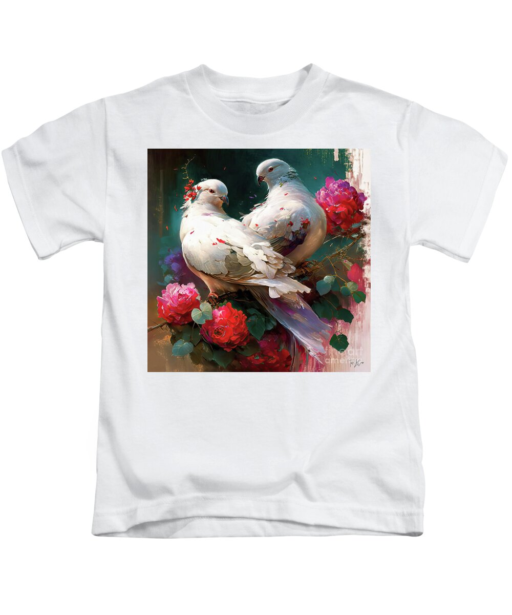 Dove Kids T-Shirt featuring the painting Doves In Love by Tina LeCour