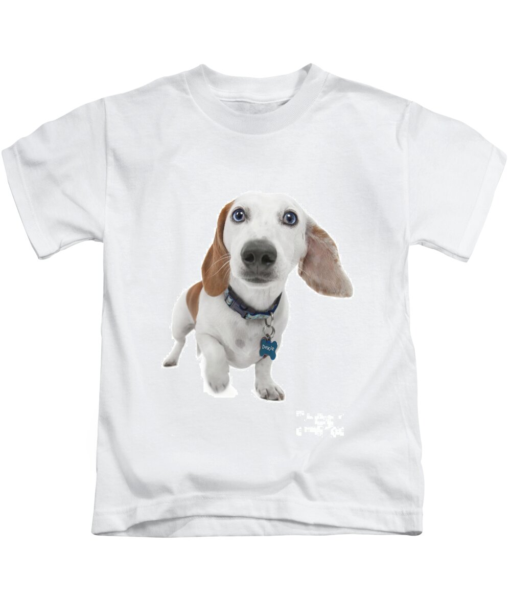 Dog Kids T-Shirt featuring the photograph Doxie Joy by Renee Spade Photography