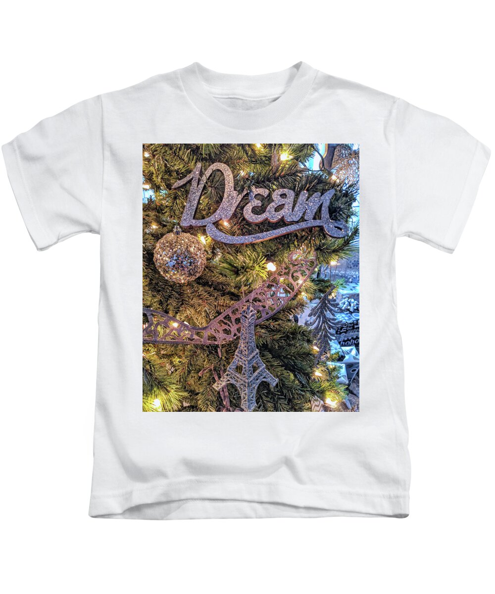 Tree Kids T-Shirt featuring the photograph Dreaming of Paris for Christmas by Portia Olaughlin