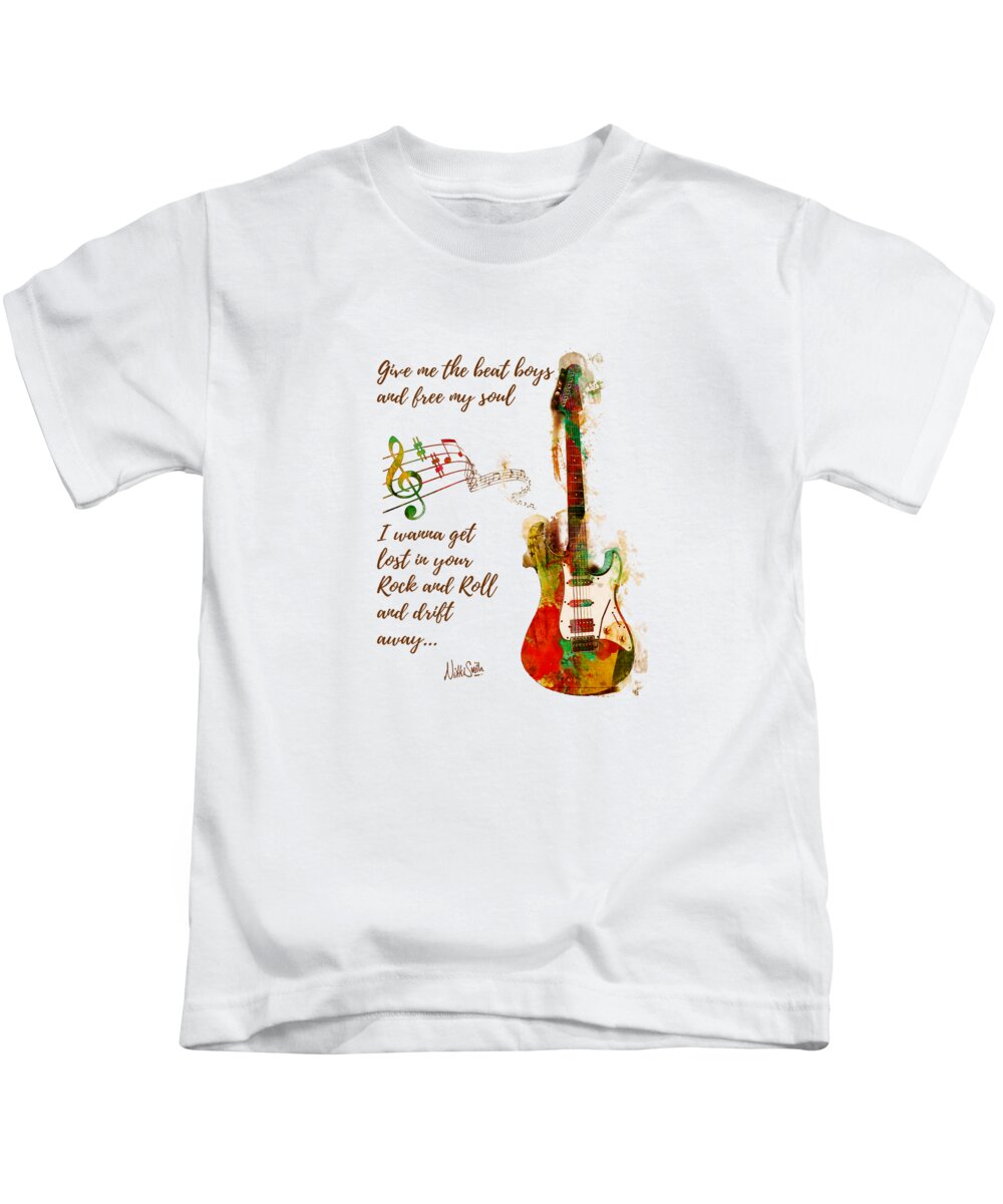 Guitar Kids T-Shirt featuring the digital art Drift Away by Nikki Marie Smith