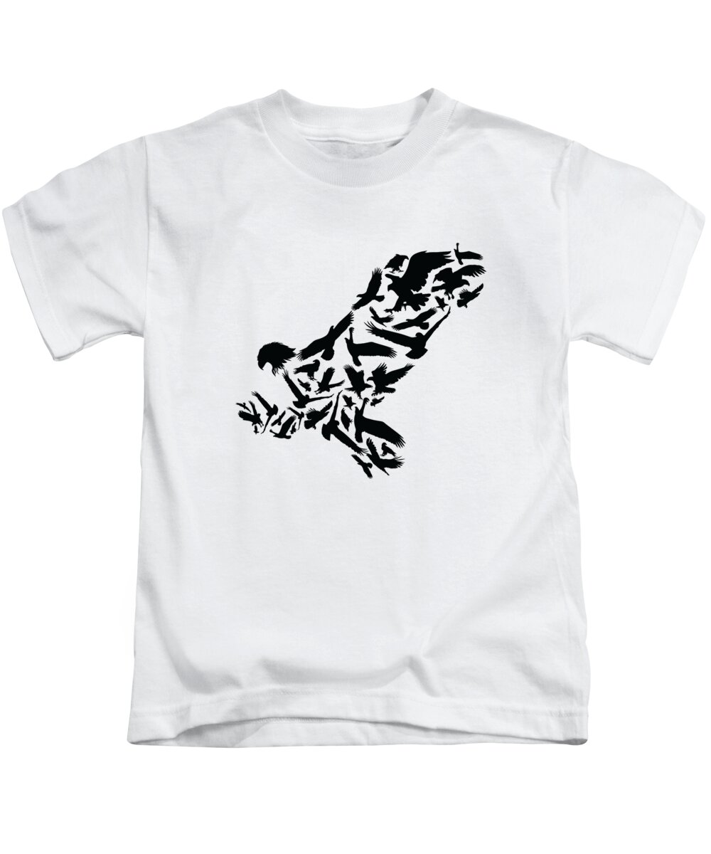 Eagle Kids T-Shirt featuring the digital art Eagle Bird of Prey Eagle Silhouette by Toms Tee Store