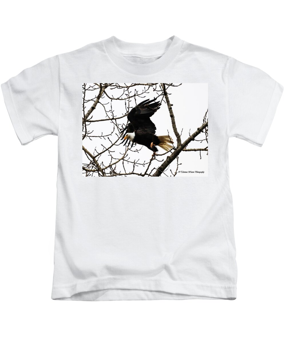 Bald Eagle Kids T-Shirt featuring the photograph Eagle Taking Off by Tahmina Watson