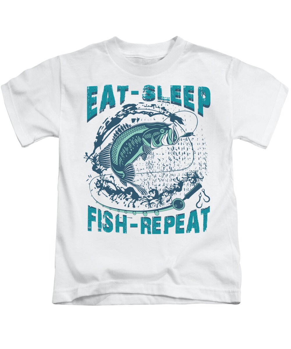 Eat Sleep Fish Repeat Fisherman FIshing Kids T-Shirt