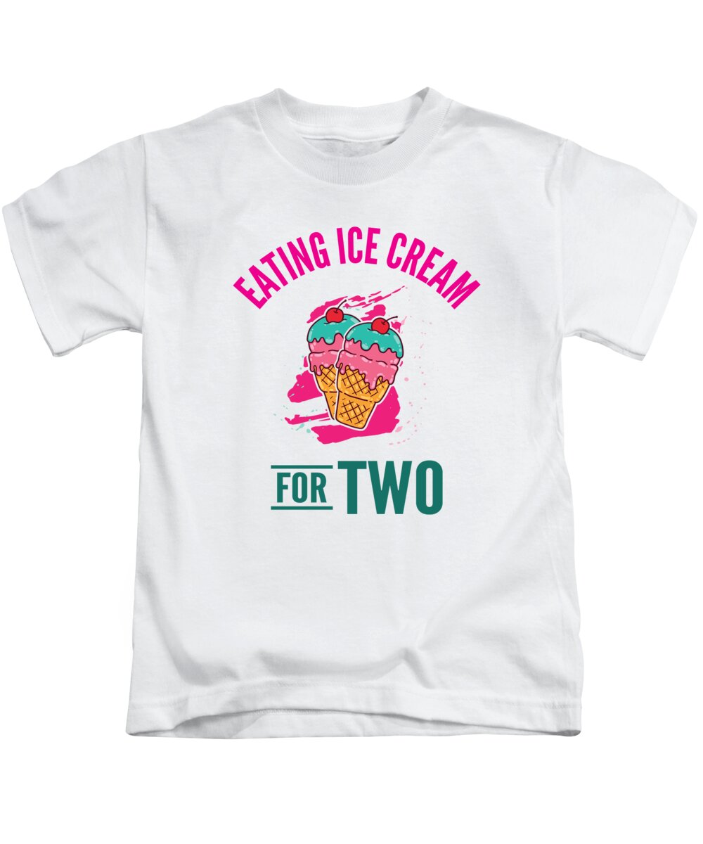Ice Cream Kids T-Shirt featuring the digital art Eating Ice Cream For Two Ice Cream by Toms Tee Store