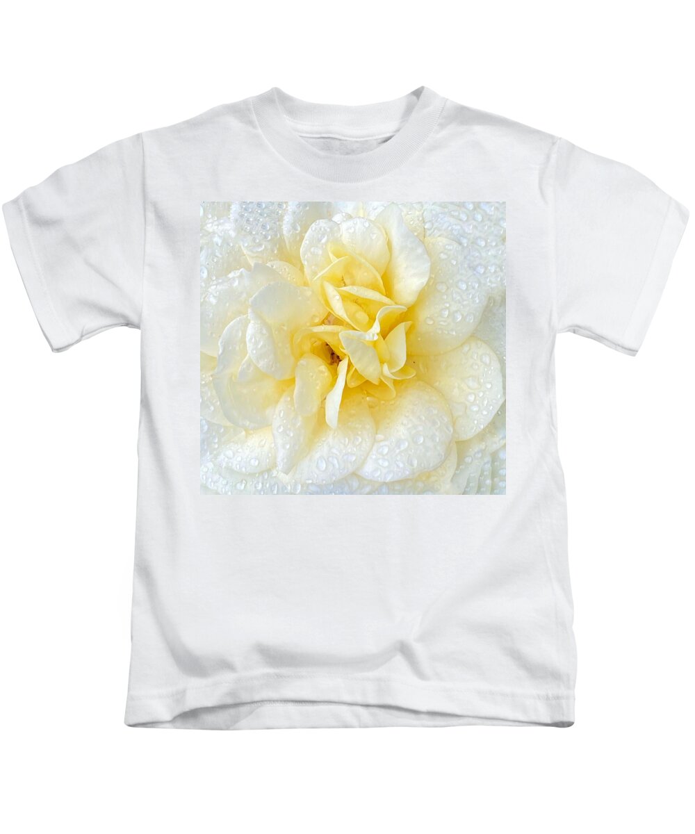 Macro Kids T-Shirt featuring the photograph Elegant White Rose by Jerry Abbott