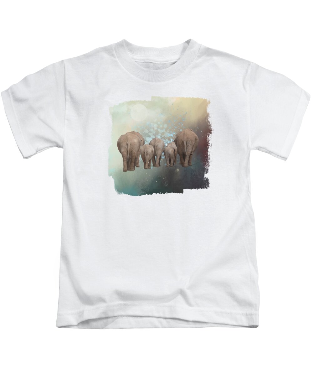 Elephant Family Kids T-Shirt featuring the mixed media Elephant Family by Elisabeth Lucas
