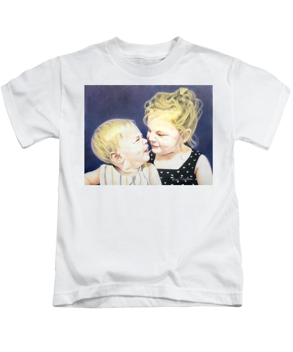 Children Kids T-Shirt featuring the drawing Emalynn and Brielle by Ana Tirolese