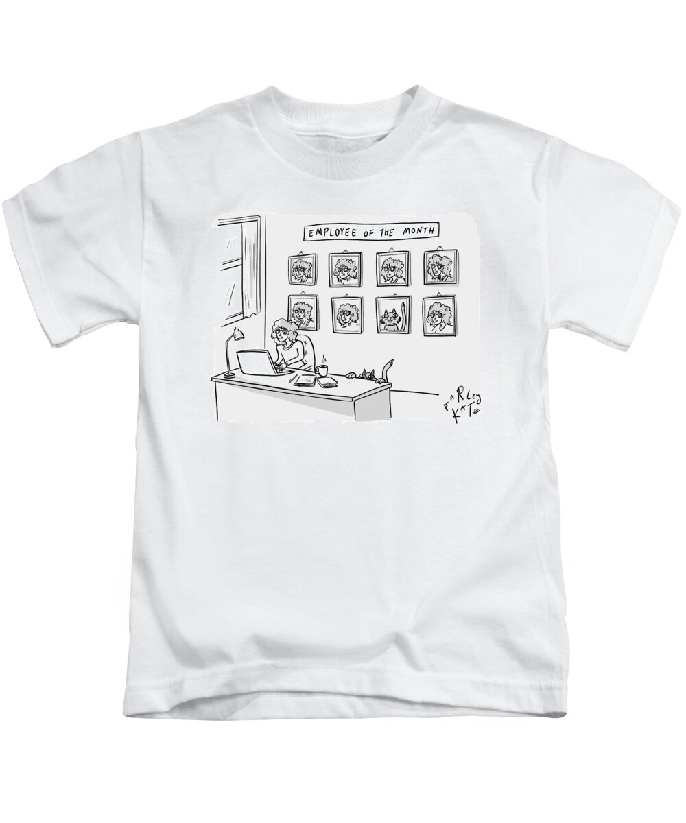 A24662 Kids T-Shirt featuring the drawing Employee Of The Month by Farley Katz