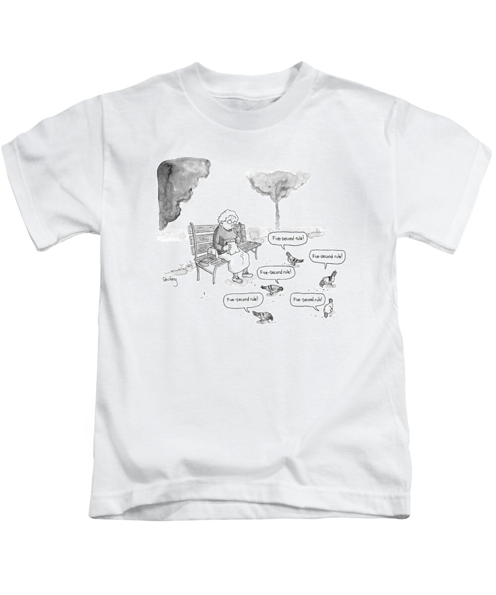 Captionless Kids T-Shirt featuring the drawing Five-Second Rule by Avi Steinberg