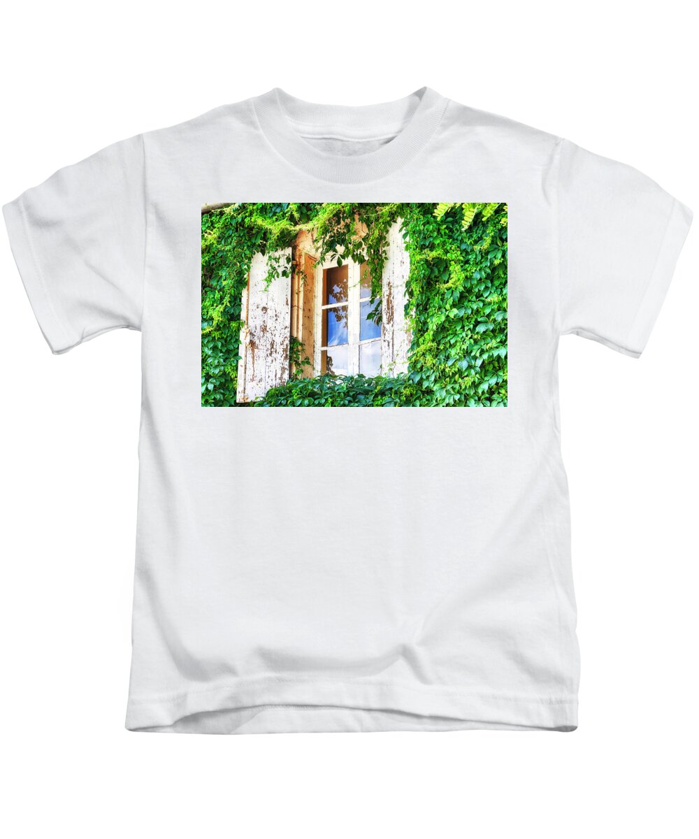 French Kids T-Shirt featuring the photograph French window in Provence by Tatiana Travelways