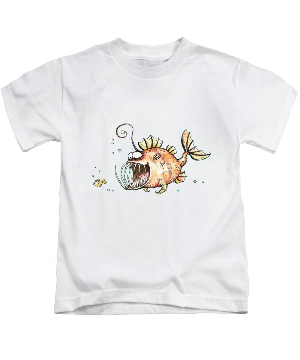 funny fish gift art fishing Lovers design for boys girls kids Kids T-Shirt  by Rami Nasr - Pixels