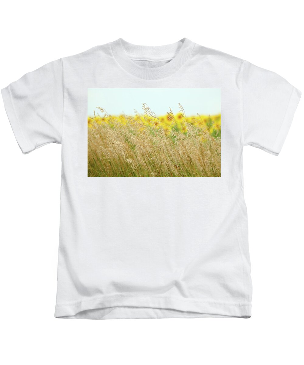 Sunflower Kids T-Shirt featuring the photograph Golden Horizon by Lens Art Photography By Larry Trager