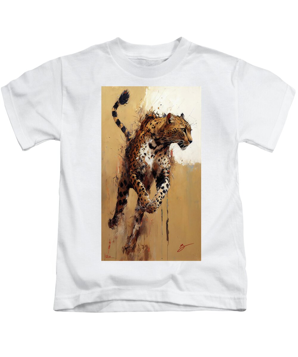 Blaze Of Ferocity Kids T-Shirt featuring the painting Golden Prowess by Greg Collins