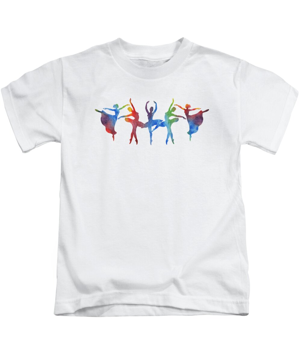 Ballerina Kids T-Shirt featuring the painting Graceful Ballerina Silhouette by Irina Sztukowski