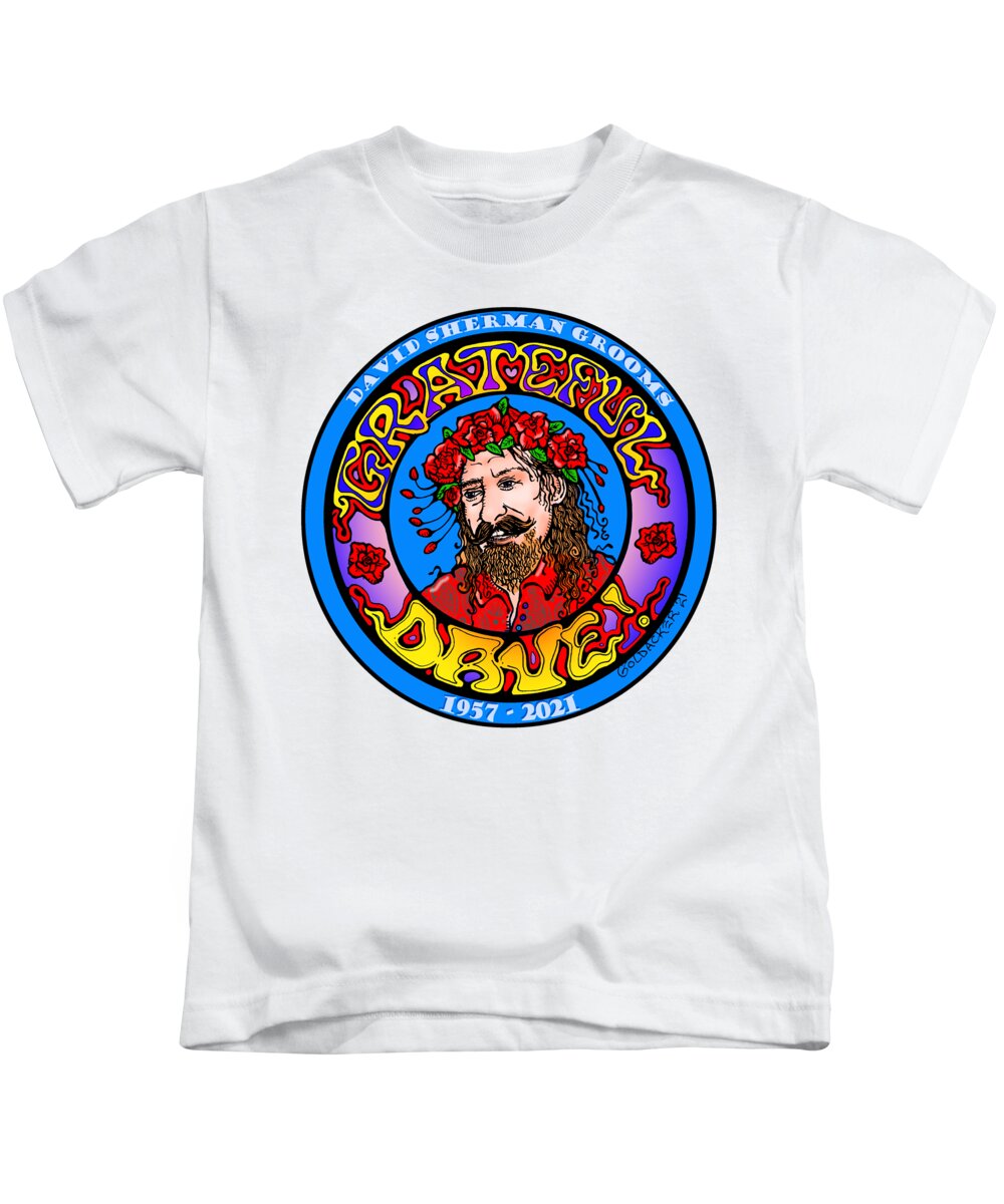 Dave Grooms Kids T-Shirt featuring the mixed media Grateful Dave by Java John by John Goldacker