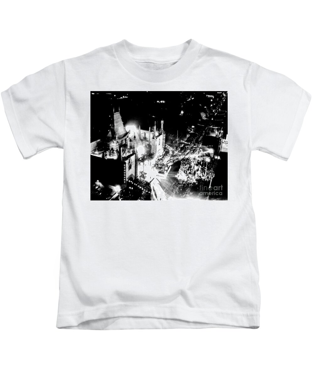 Old Hollywood Kids T-Shirt featuring the photograph Grauman's Chinese Theatre on Premiere Night by Sad Hill - Bizarre Los Angeles Archive