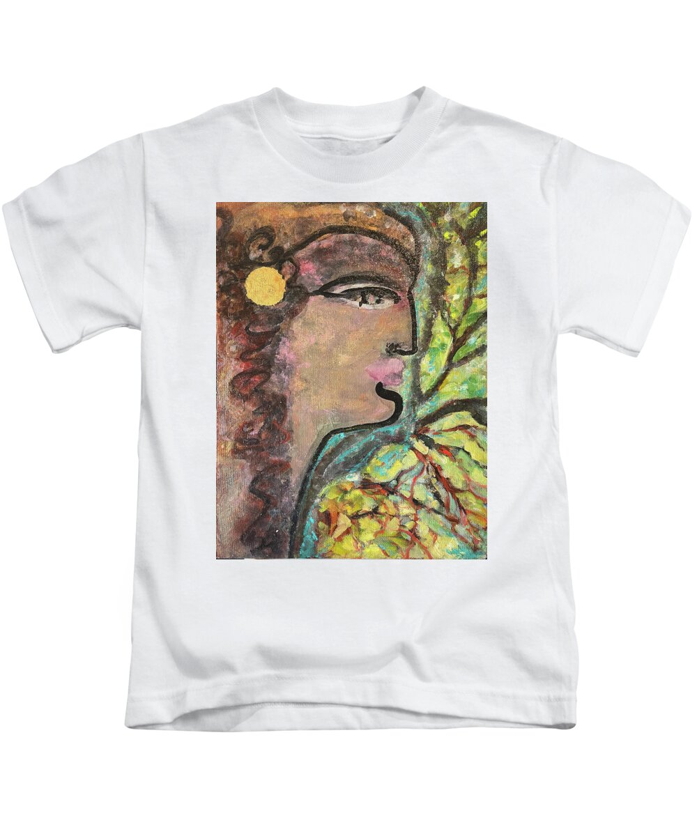 Portrait Kids T-Shirt featuring the painting Tree of Life by Leslie Porter