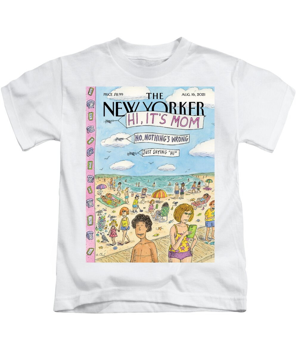 Summer Kids T-Shirt featuring the painting Hi, It's Mom by Roz Chast