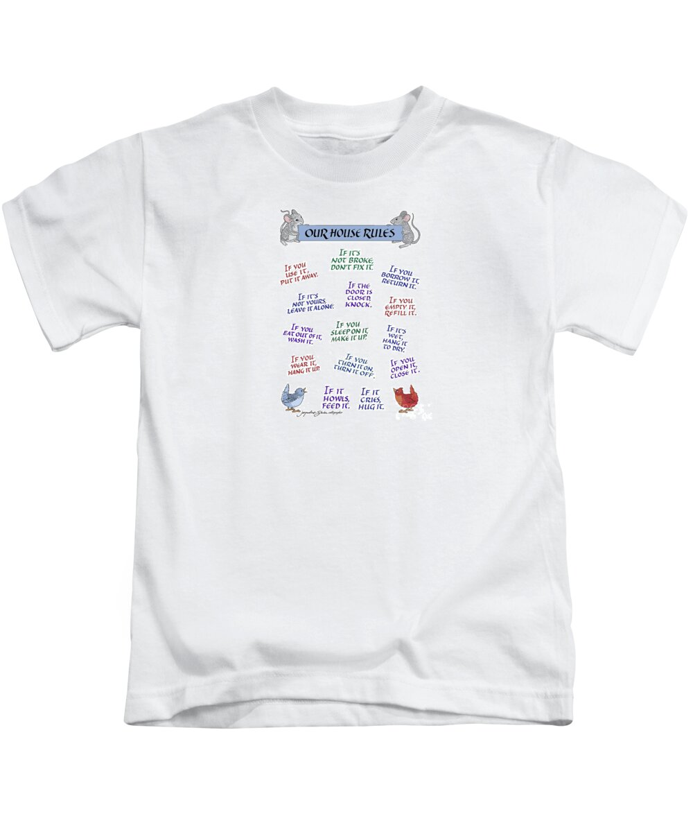 Family Kids T-Shirt featuring the digital art House Rules by Jacqueline Shuler