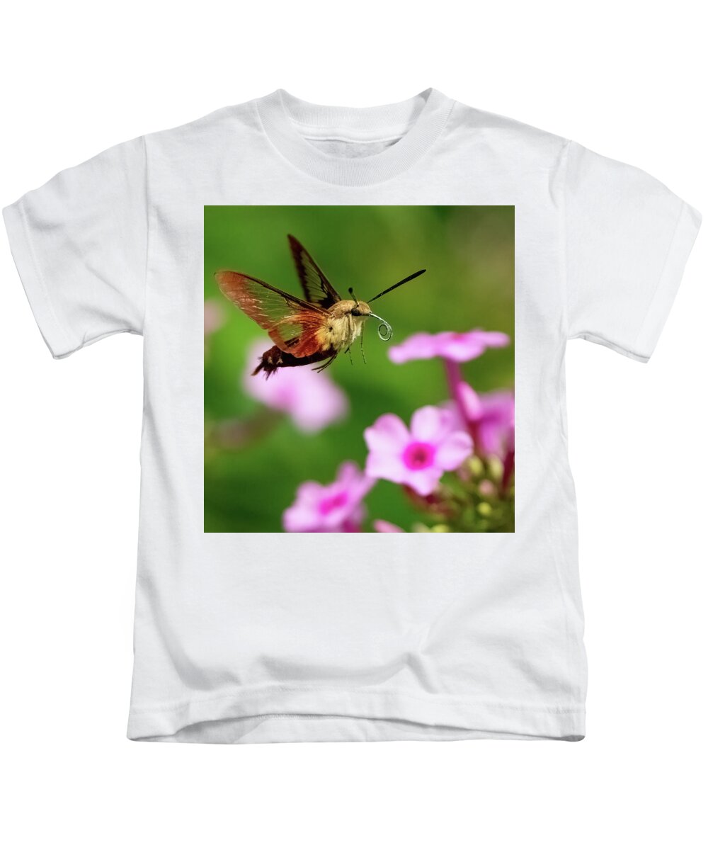 Moth Kids T-Shirt featuring the photograph Hummingbird Moth by William Jobes
