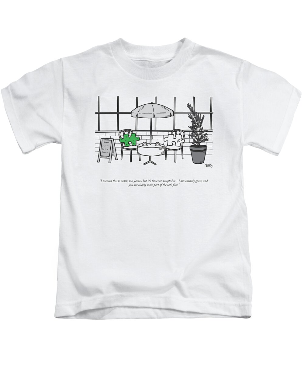 i Wanted This To Work Kids T-Shirt featuring the drawing I Wanted This To Work by Tadhg Ferry