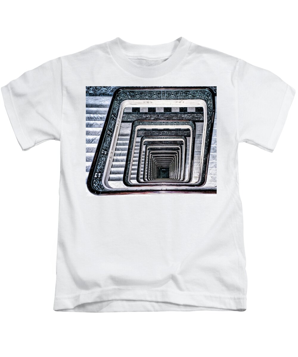 New York Kids T-Shirt featuring the photograph Inside a New York Skyscraper by Frank Lee