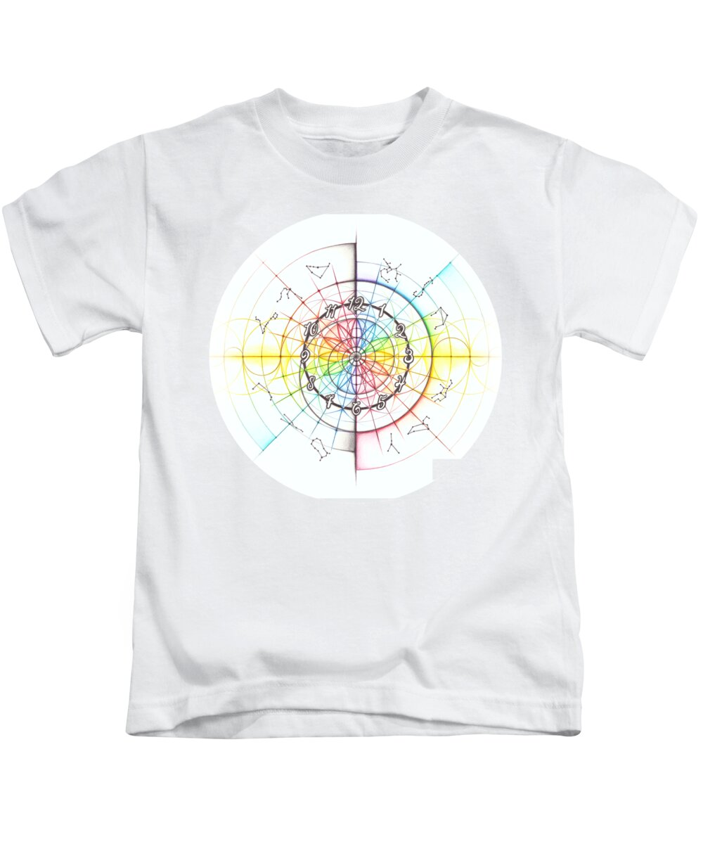 Time Kids T-Shirt featuring the drawing Intuitive Geometry Time by Nathalie Strassburg