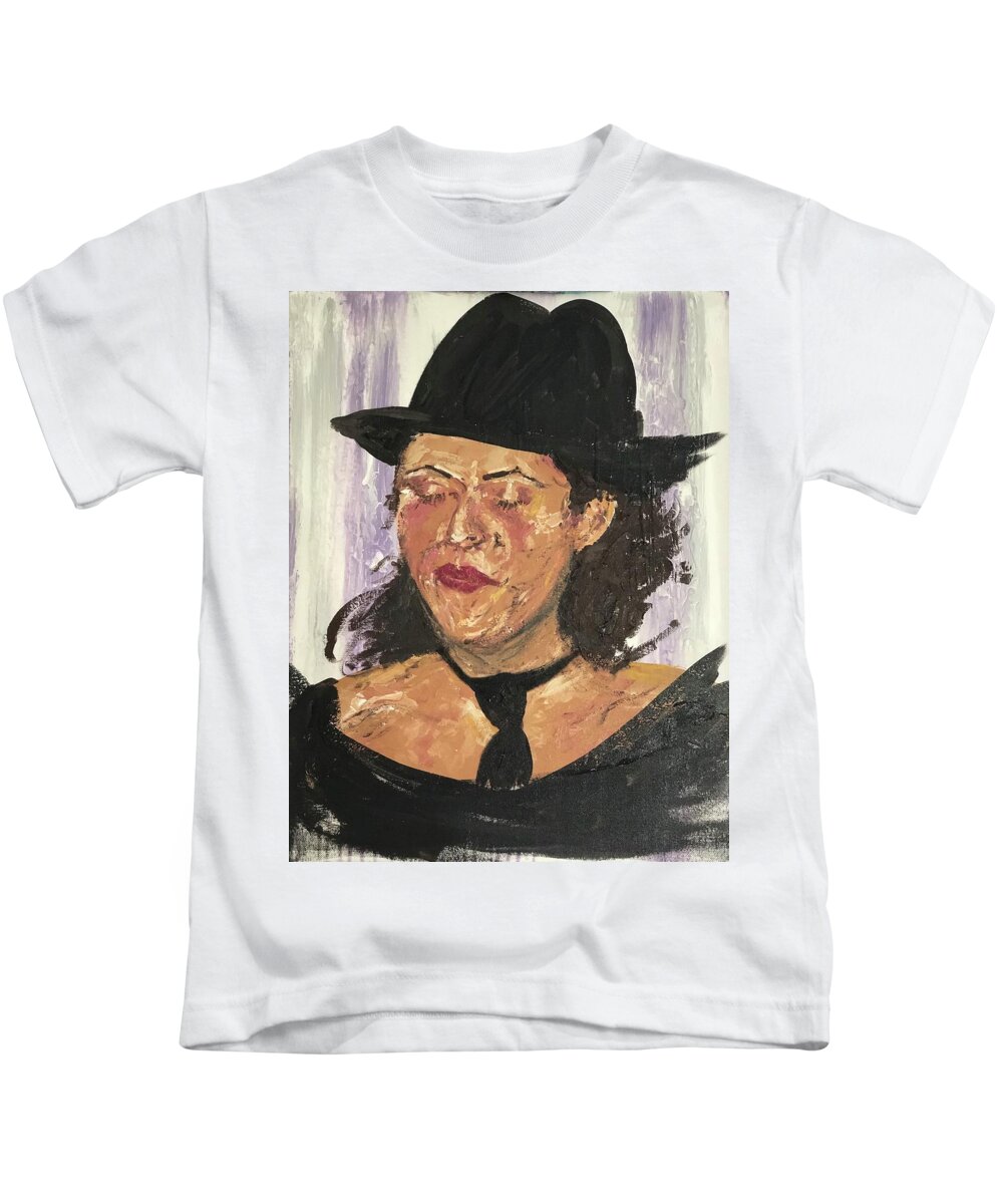 Portrait Kids T-Shirt featuring the painting Jackie by Bethany Beeler
