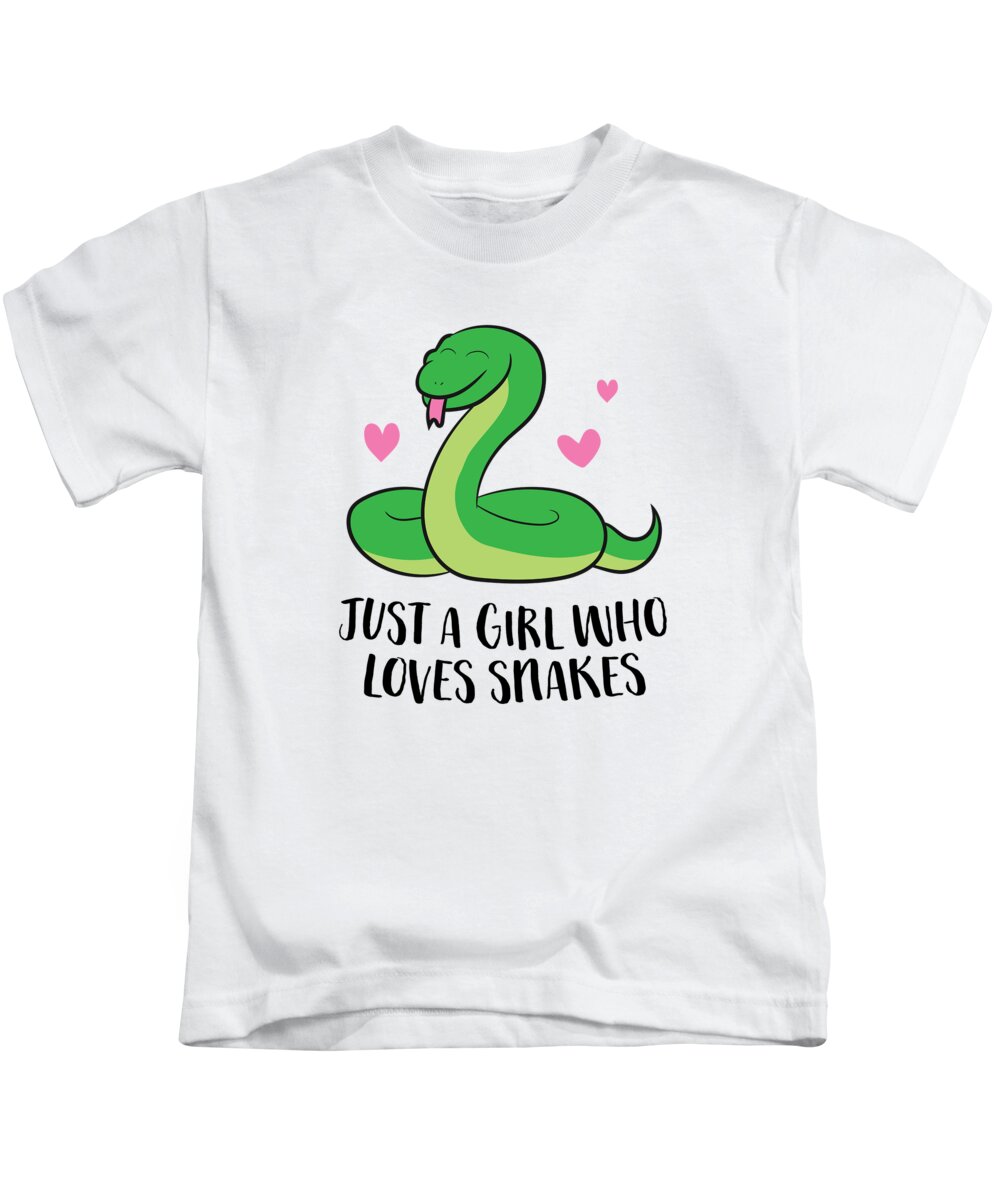 Snake Kids T-Shirt featuring the tapestry - textile Just a Girl Who Loves Snakes Cute Snake Girl by EQ Designs