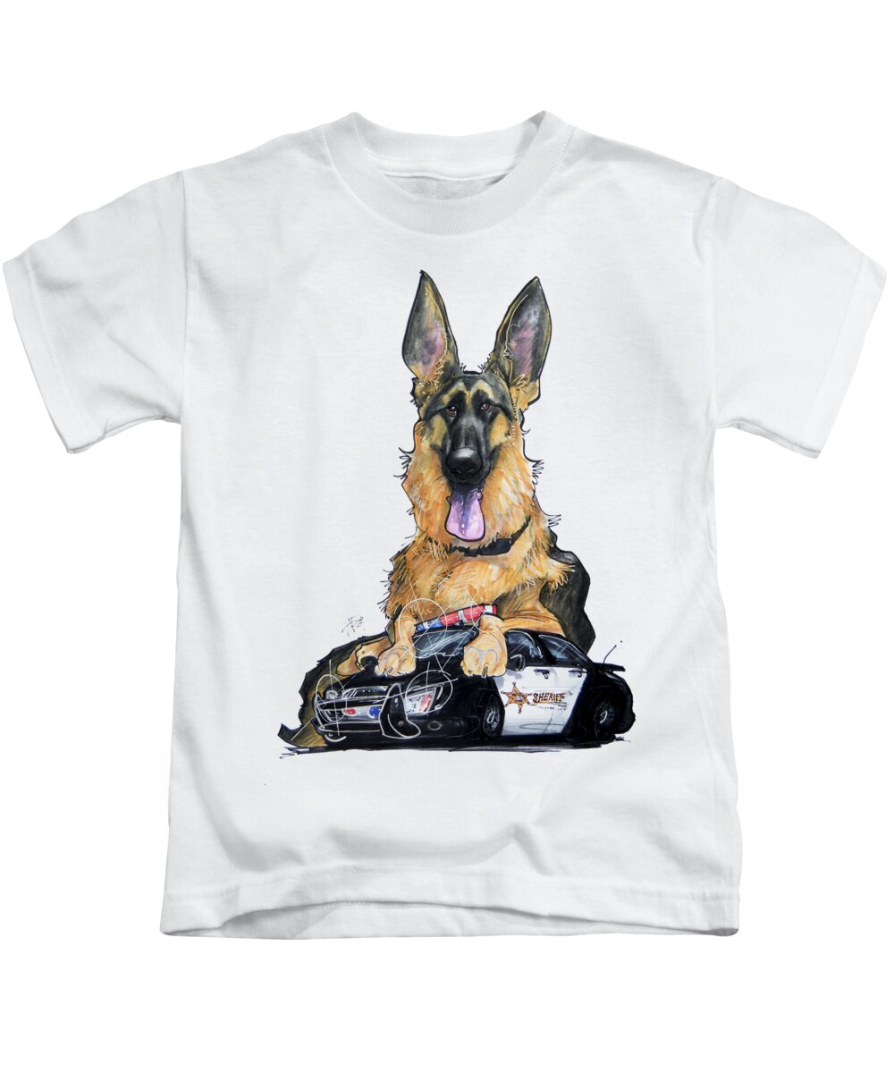 Dog Kids T-Shirt featuring the drawing K9 Unit German Shepherd by Canine Caricatures By John LaFree