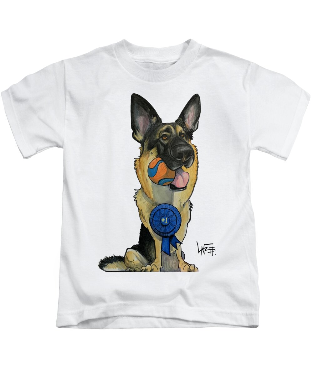 Dog Kids T-Shirt featuring the drawing Kertesz 5396 by Canine Caricatures By John LaFree