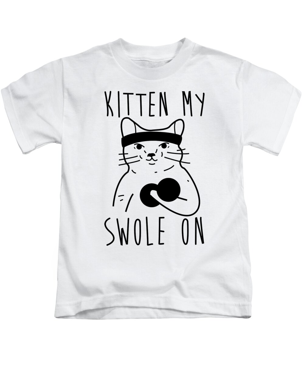 Kitten My Swole On Funny Cat Kids T-Shirt by Jacob Zelazny - Fine America