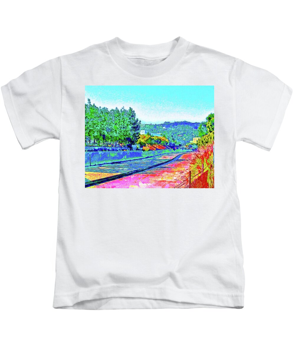 River Kids T-Shirt featuring the photograph L.A. River by Andrew Lawrence