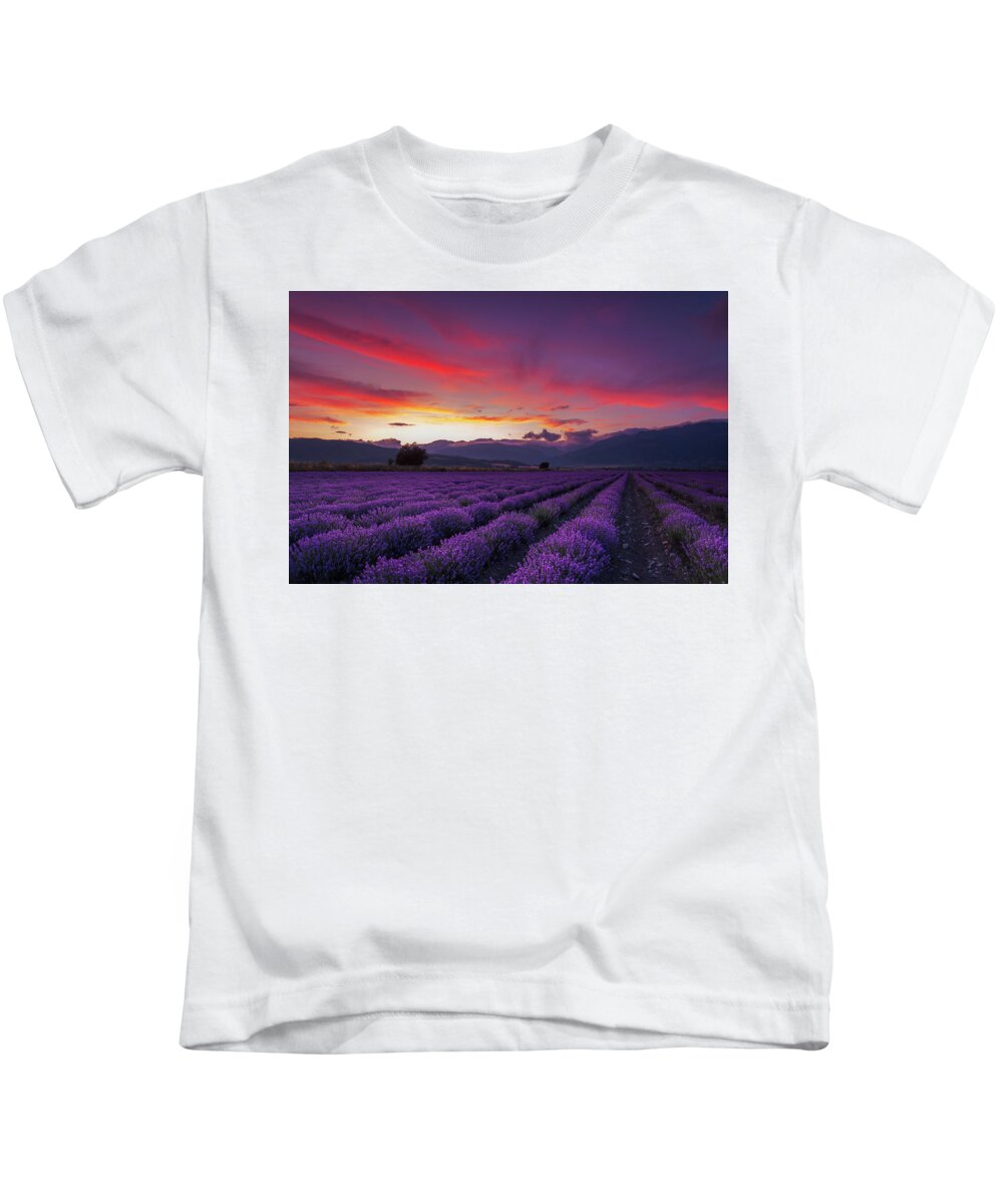 Dusk Kids T-Shirt featuring the photograph Lavender Season by Evgeni Dinev