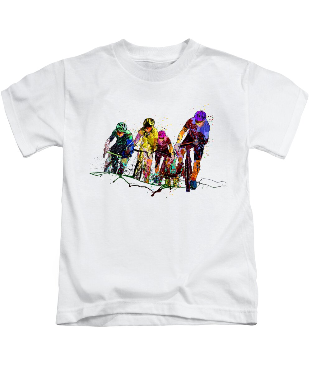 Tour Kids T-Shirt featuring the mixed media Le Tour De France Passion 01 by Miki De Goodaboom