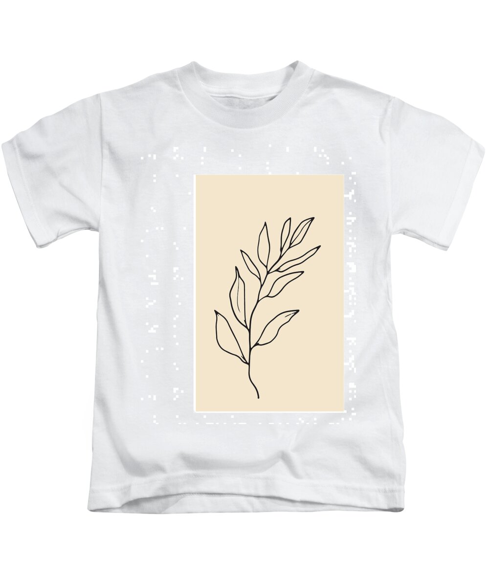 Flora Kids T-Shirt featuring the photograph Leaf Minimal Line Art by Maria Heyens