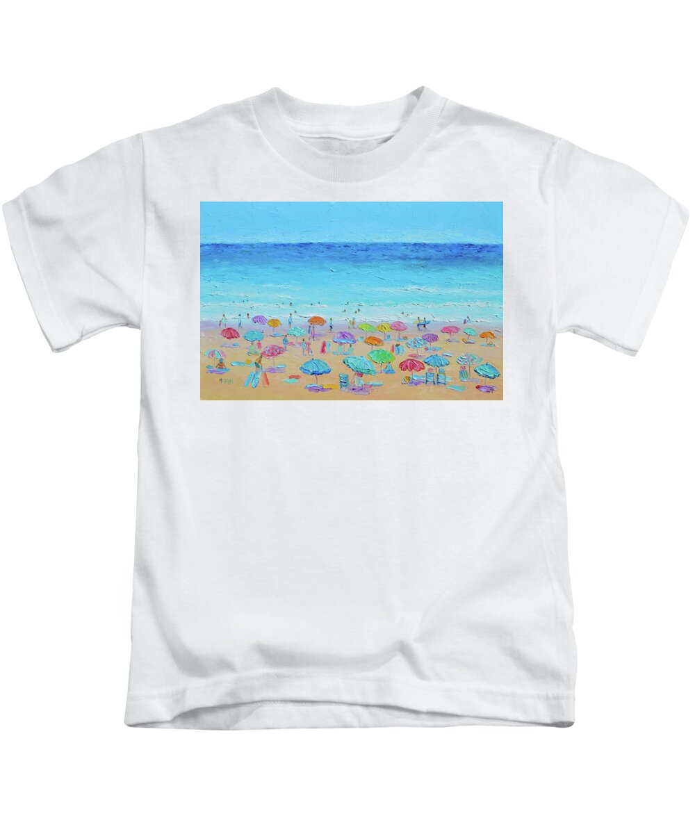 Beach Kids T-Shirt featuring the painting Life on the Beach by Jan Matson