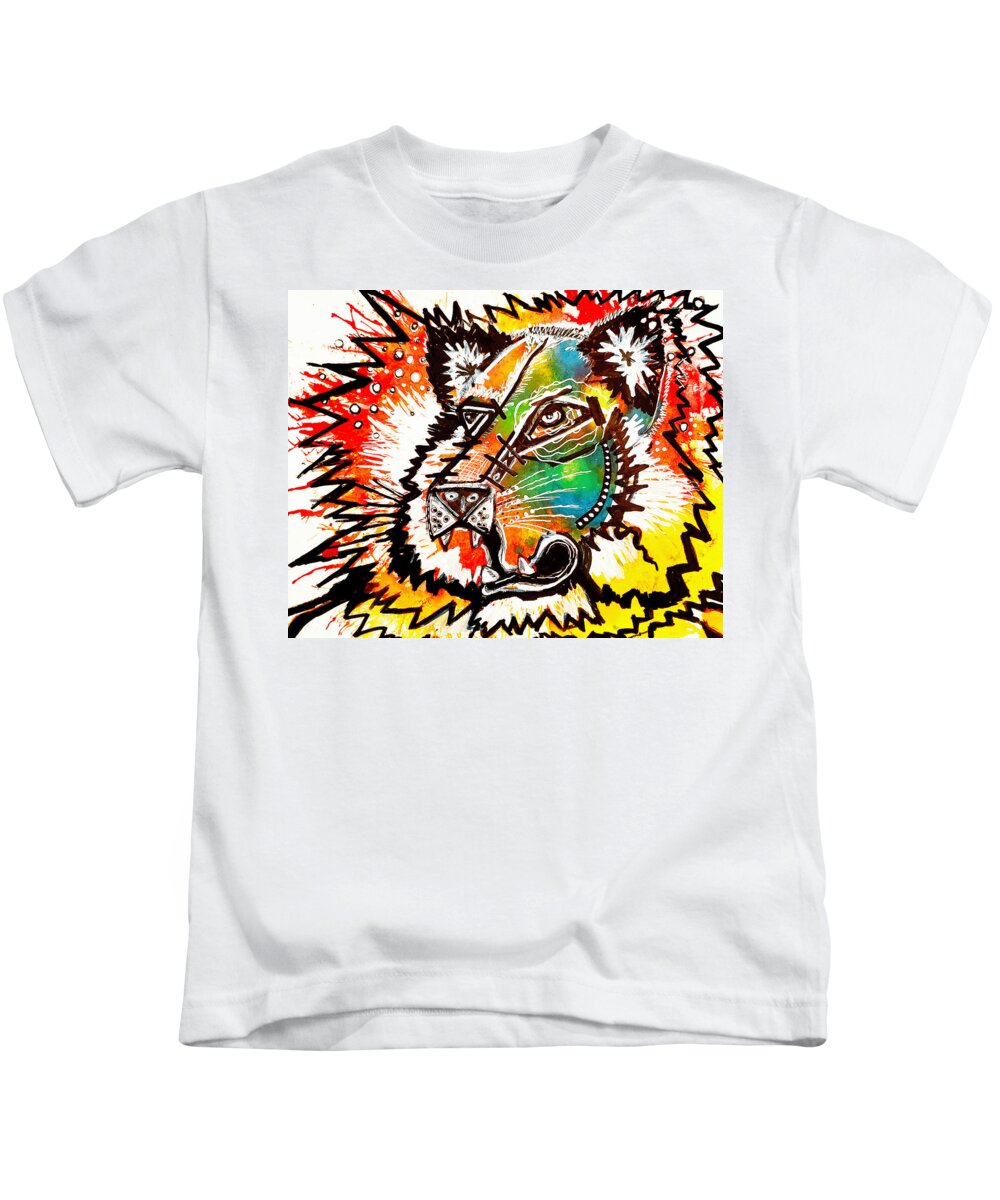 Tiger Kids T-Shirt featuring the painting Lion or Tiger by Joanne Herrmann