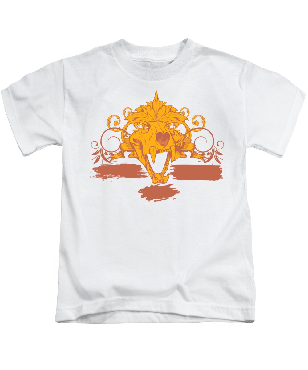 Lion Kids T-Shirt featuring the digital art Lion Skull by Jacob Zelazny