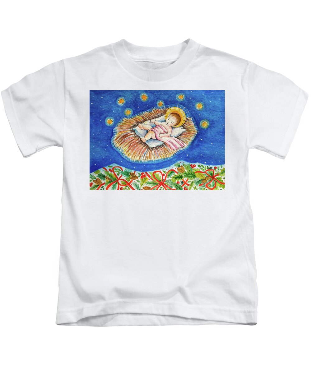 Jesus Kids T-Shirt featuring the painting Ding Dong Merrily on High by Carolina Prieto Moreno
