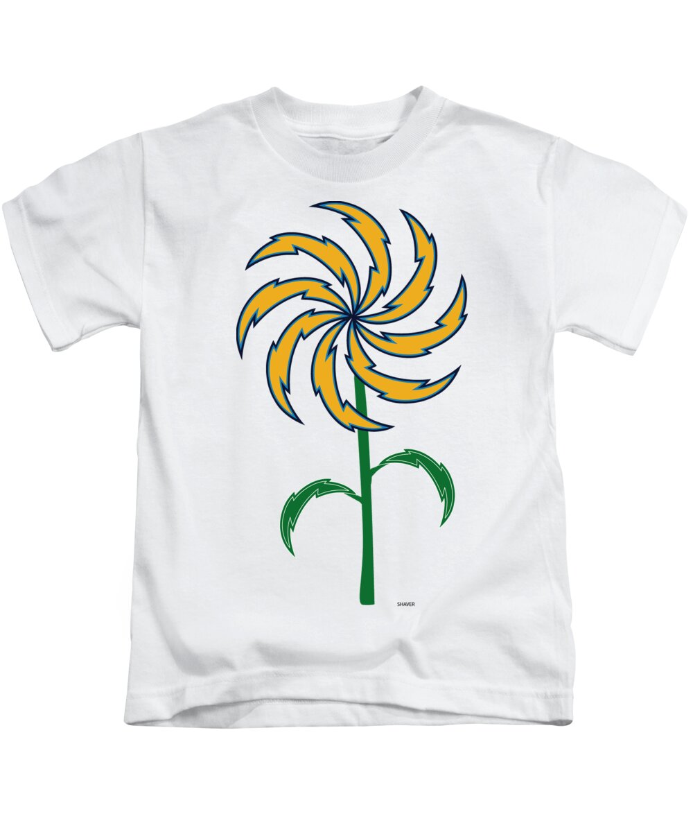 Nfl Kids T-Shirt featuring the digital art Los Angeles Chargers - NFL Football Team Logo Flower Art by Steven Shaver
