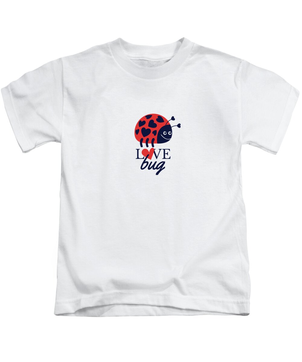 Valentines Day Kids T-Shirt featuring the digital art Love Bug Ladybug by Jacob Zelazny