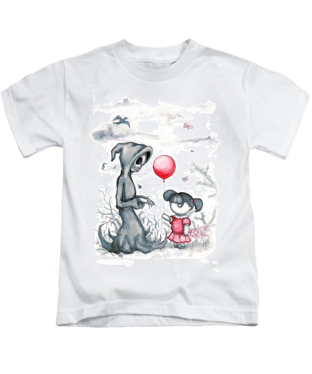 Reaper Kids T-Shirt featuring the drawing Love is Death by Ludwig Van Bacon
