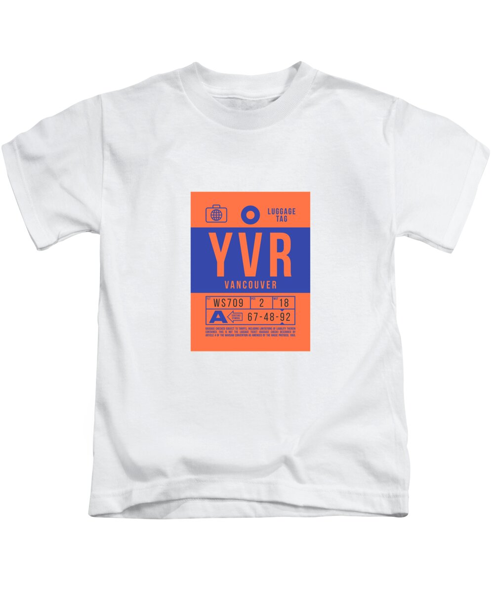 Airline Kids T-Shirt featuring the digital art Luggage Tag B - YVR Vancouver Canada by Organic Synthesis