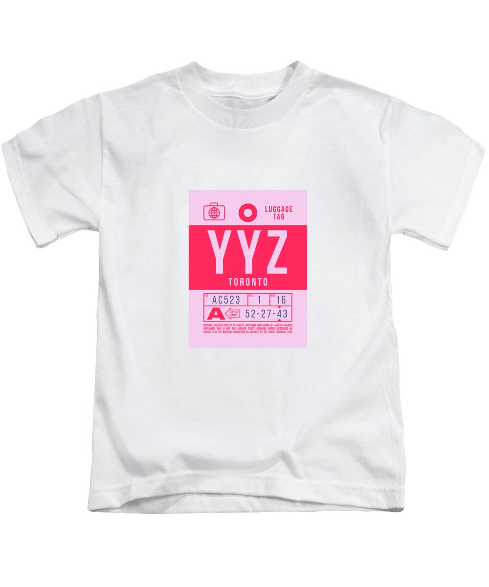 Airline Kids T-Shirt featuring the digital art Luggage Tag B - YYZ Toronto Canada by Organic Synthesis