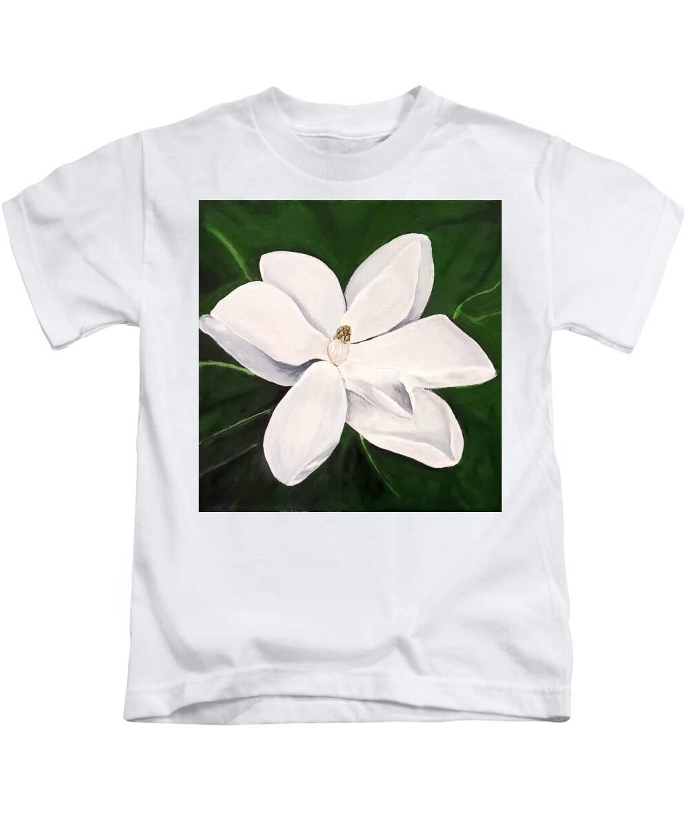 Flower Kids T-Shirt featuring the painting Magnolia #3 by Amy Kuenzie