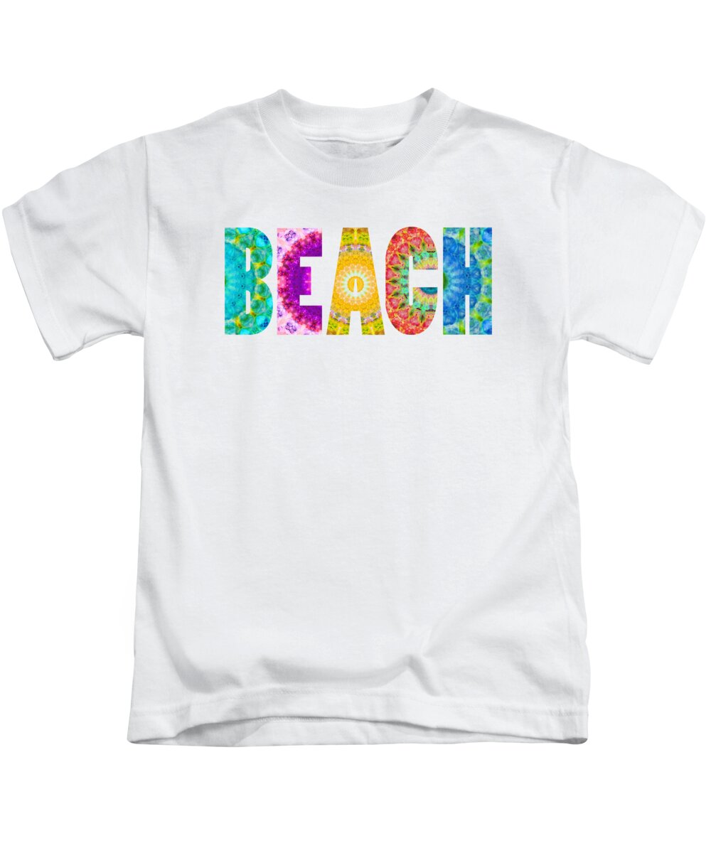 Beach Kids T-Shirt featuring the painting Mandala Beach - Colorful Beachy Art - Sharon Cummings by Sharon Cummings