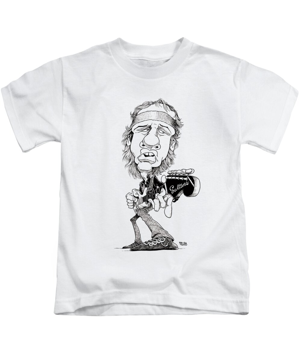 Caricature Kids T-Shirt featuring the drawing Mark Knopfler by Mike Scott