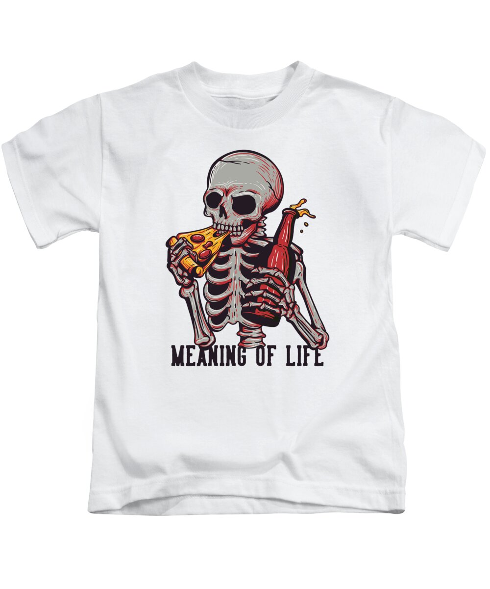 Nihilist Kids T-Shirt featuring the digital art Meaning of Life Sarcastic Skeleton by Me